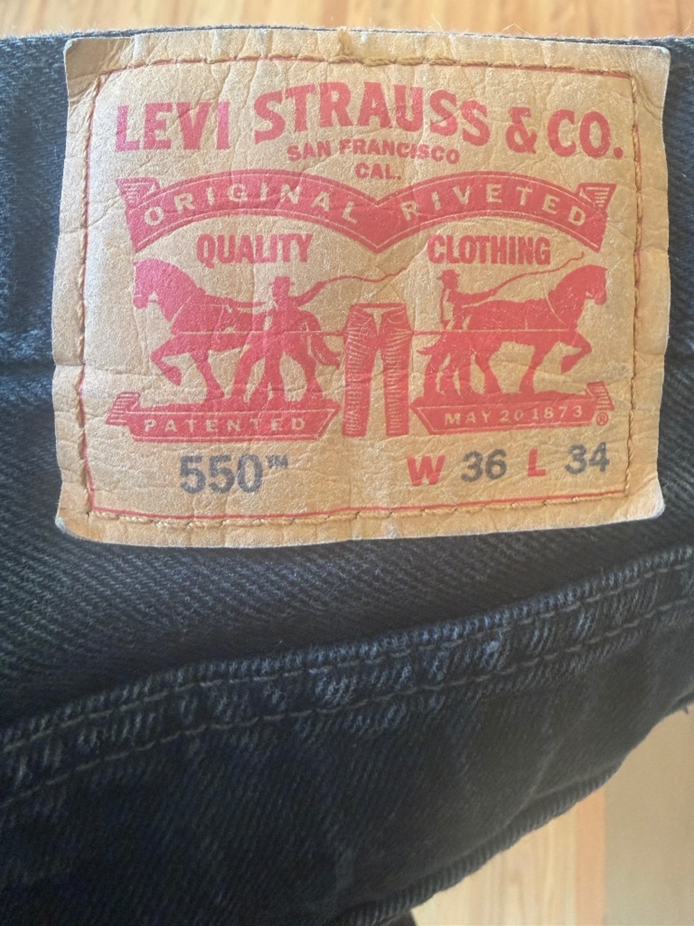 Levi's 550 Men's Black Relaxed Fit Jeans W36 L34 Zip Fly EUC